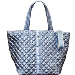 The Debra Diamond Quilted Nylon Tote Bag Ice Blue